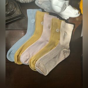 lululemon Brand New M Casual Socks - Light Blue, Mustard, Beige